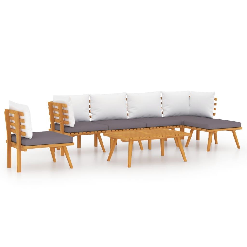 7-tlg. Garten-Lounge-Set mit Kissen Massivholz Akazie - Pazzar.ch