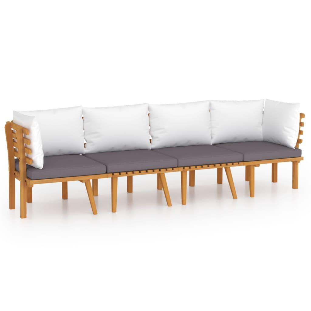 4-tlg. Garten-Lounge-Set mit Kissen Massivholz Akazie - Pazzar.ch