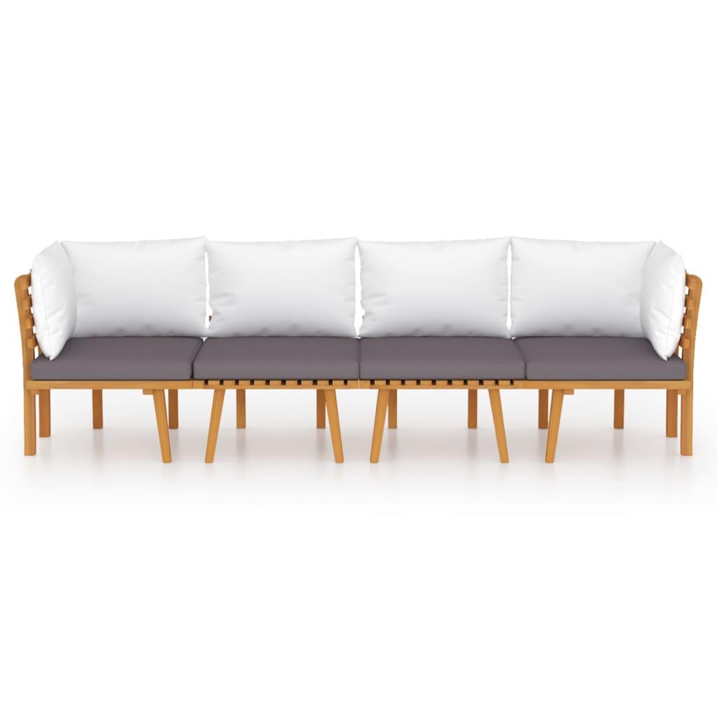 4-tlg. Garten-Lounge-Set mit Kissen Massivholz Akazie - Pazzar.ch