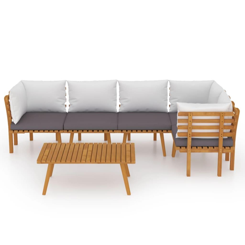 6-tlg. Garten-Lounge-Set mit Kissen Massivholz Akazie - Pazzar.ch