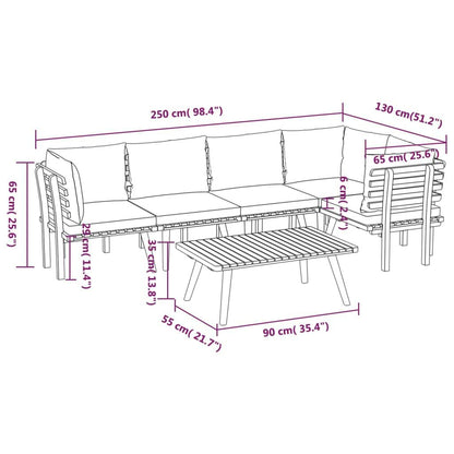 6-tlg. Garten-Lounge-Set mit Kissen Massivholz Akazie - Pazzar.ch