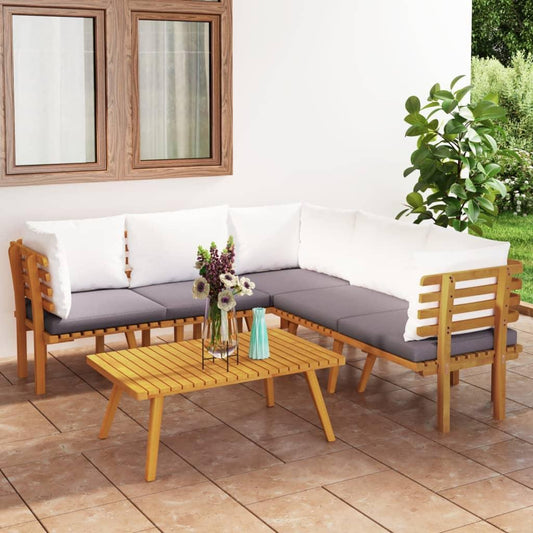 6-tlg. Garten-Lounge-Set mit Kissen Massivholz Akazie - Pazzar.ch