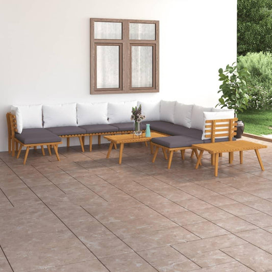 12-tlg. Garten-Lounge-Set mit Kissen Massivholz Akazie - Pazzar.ch