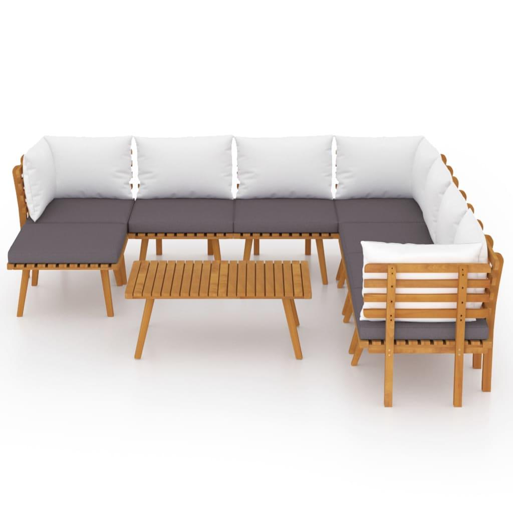 9-tlg. Garten-Lounge-Set mit Kissen Massivholz Akazie - Pazzar.ch