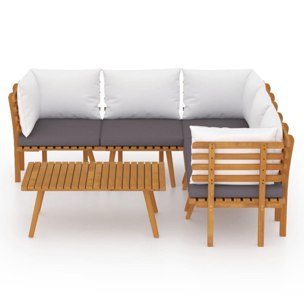 6-tlg. Garten-Lounge-Set mit Kissen Massivholz Akazie - Pazzar.ch