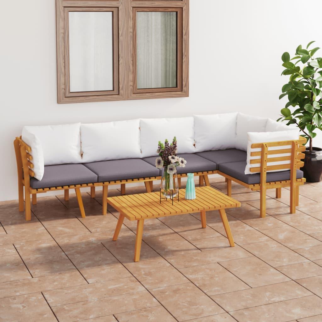 6-tlg. Garten-Lounge-Set mit Kissen Massivholz Akazie - Pazzar.ch
