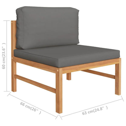 4-tlg. Garten-Lounge-Set mit Grauen Kissen Massivholz Teak - Pazzar.ch