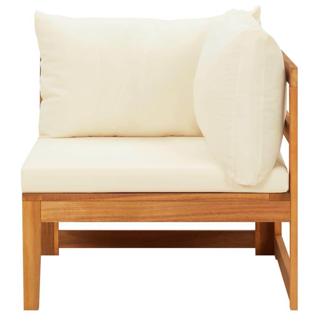 3-tlg. Garten-Lounge-Set mit Cremeweißen Kissen Massivholz Akazie - Pazzar.ch