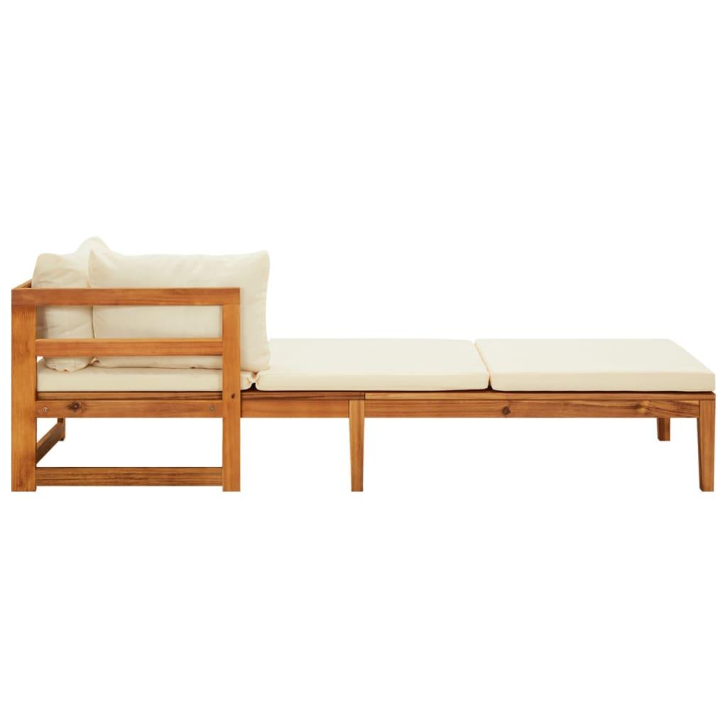 3-tlg. Garten-Lounge-Set mit Cremeweißen Kissen Massivholz Akazie - Pazzar.ch