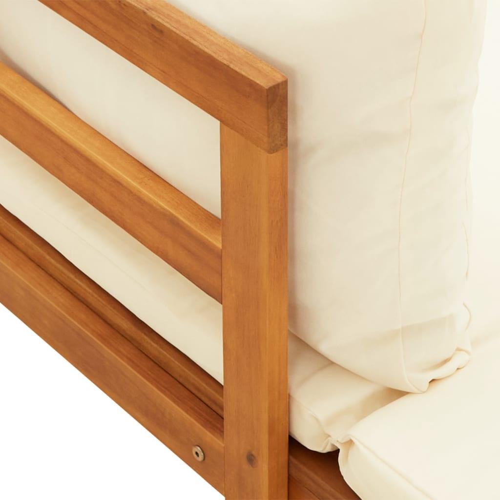 3-tlg. Garten-Lounge-Set mit Cremeweißen Kissen Massivholz Akazie - Pazzar.ch