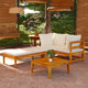 3-tlg. Garten-Lounge-Set mit Cremeweißen Kissen Massivholz Akazie