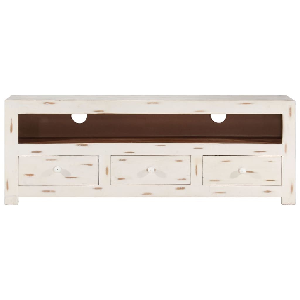 TV-Schrank Massivholz Akazie 110x30x40 cm Weiß - Pazzar.ch