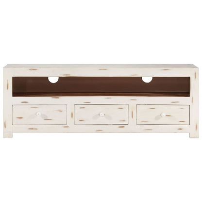 TV-Schrank Massivholz Akazie 110x30x40 cm Weiß - Pazzar.ch