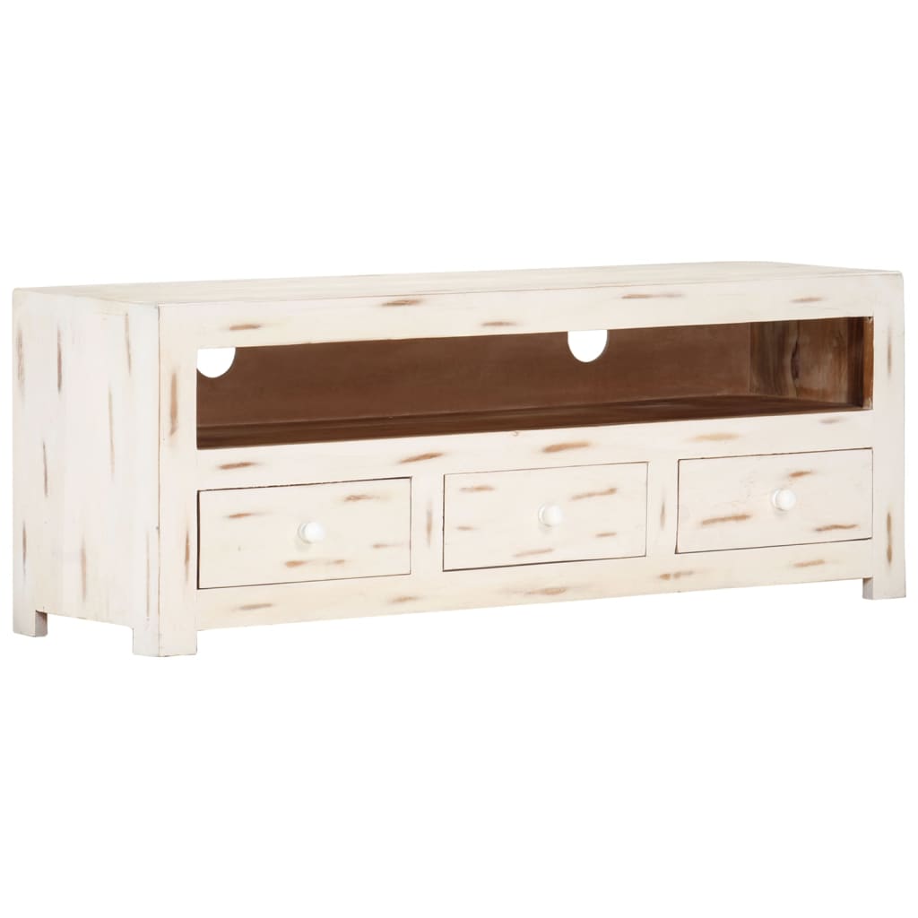 TV-Schrank Massivholz Akazie 110x30x40 cm Weiß - Pazzar.ch