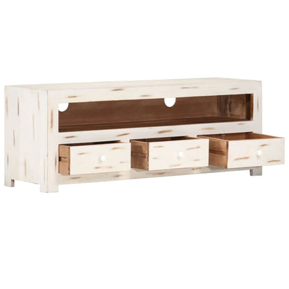 TV-Schrank Massivholz Akazie 110x30x40 cm Weiß - Pazzar.ch