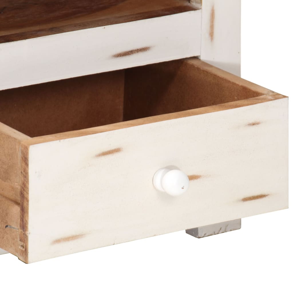 TV-Schrank Massivholz Akazie 110x30x40 cm Weiß - Pazzar.ch