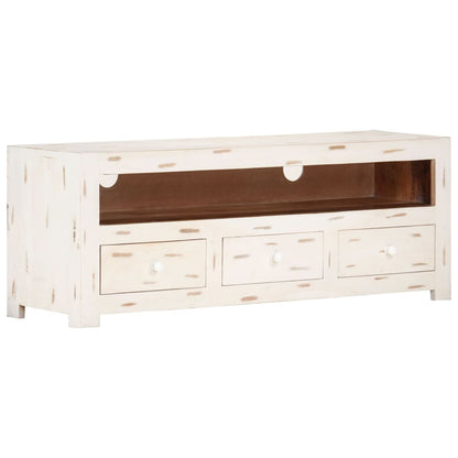 TV-Schrank Massivholz Akazie 110x30x40 cm Weiß - Pazzar.ch