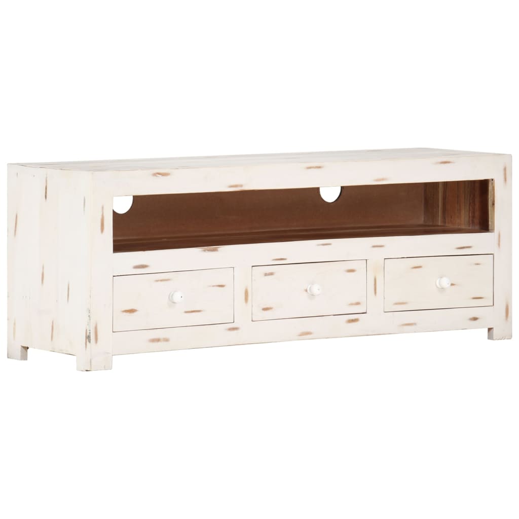 TV-Schrank Massivholz Akazie 110x30x40 cm Weiß - Pazzar.ch