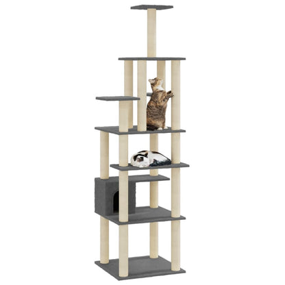Kratzbaum mit Sisal-Kratzsäulen Dunkelgrau 183 cm - Pazzar.ch