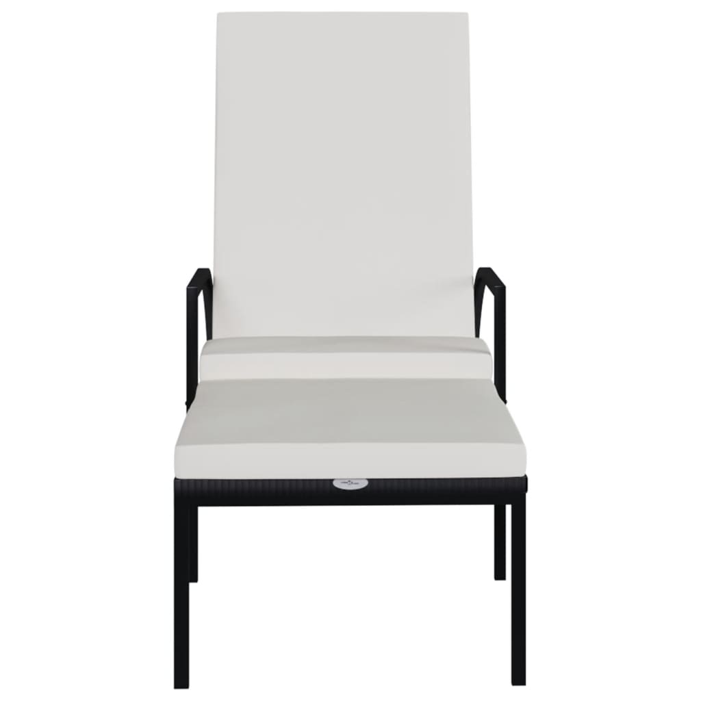 Sonnenliegen 2 Stk. mit Fußhocker PE-Rattan Schwarz - Pazzar.ch