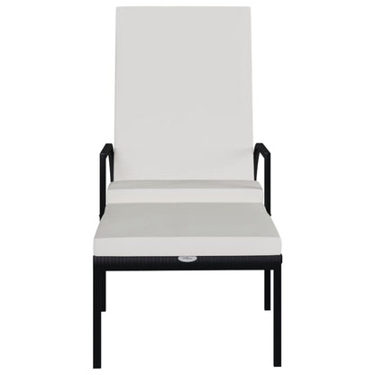 Sonnenliegen 2 Stk. mit Fußhocker PE-Rattan Schwarz - Pazzar.ch