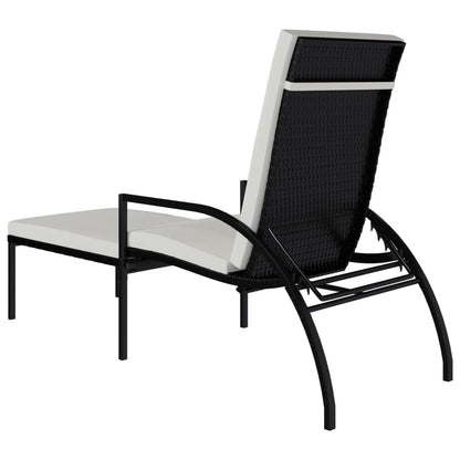 Sonnenliegen 2 Stk. mit Fußhocker PE-Rattan Schwarz - Pazzar.ch