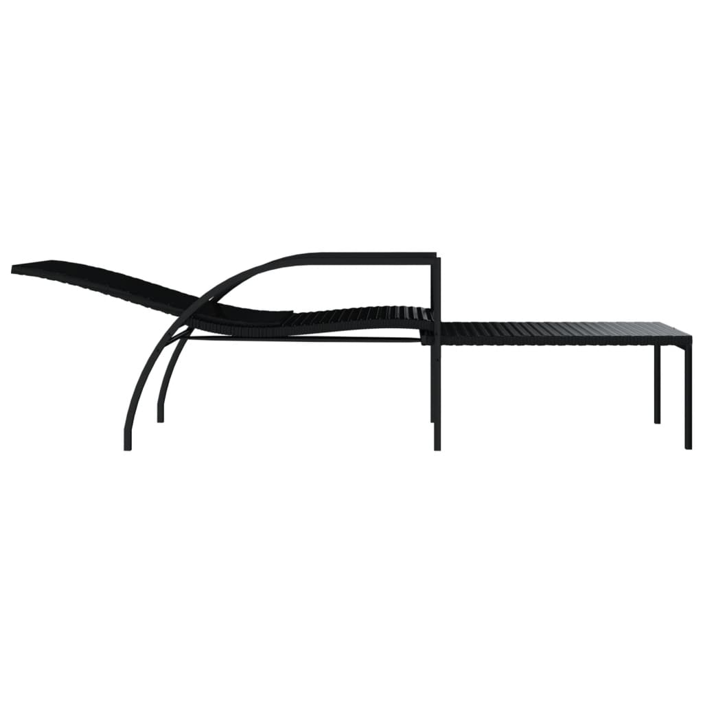 Sonnenliegen 2 Stk. mit Fußhocker PE-Rattan Schwarz - Pazzar.ch