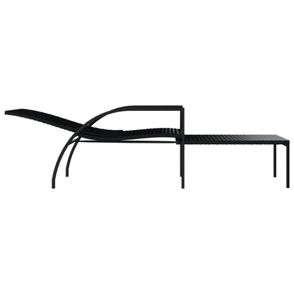 Sonnenliegen 2 Stk. mit Fußhocker PE-Rattan Schwarz - Pazzar.ch