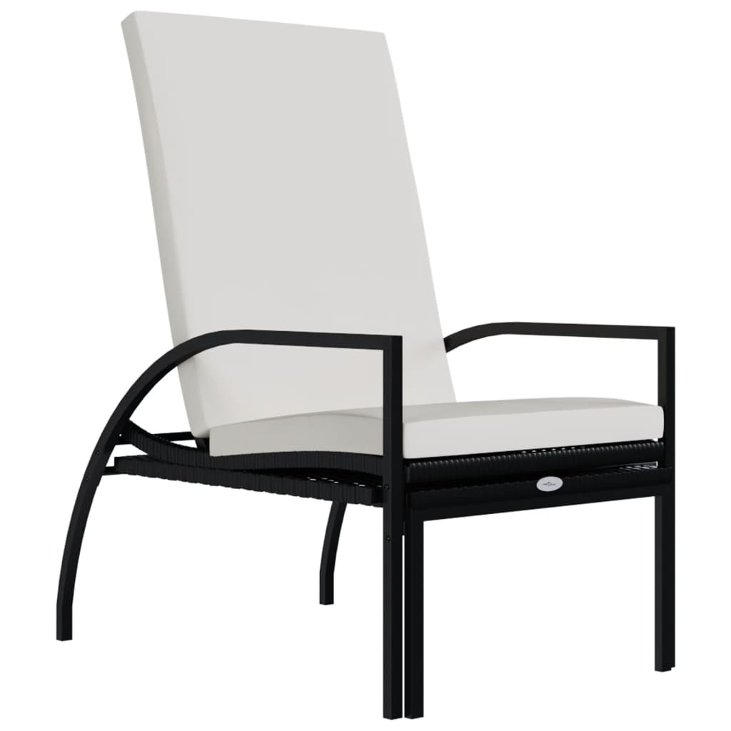 Sonnenliegen 2 Stk. mit Fußhocker PE-Rattan Schwarz - Pazzar.ch