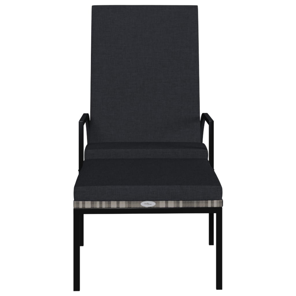 Sonnenliegen 2 Stk. mit Fußhocker PE-Rattan Grau - Pazzar.ch