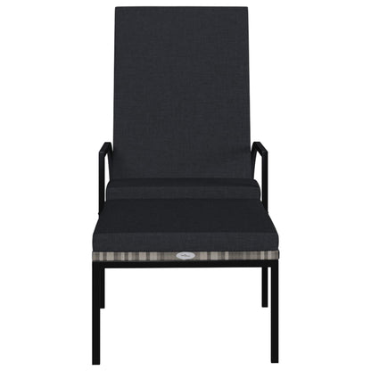 Sonnenliegen 2 Stk. mit Fußhocker PE-Rattan Grau - Pazzar.ch