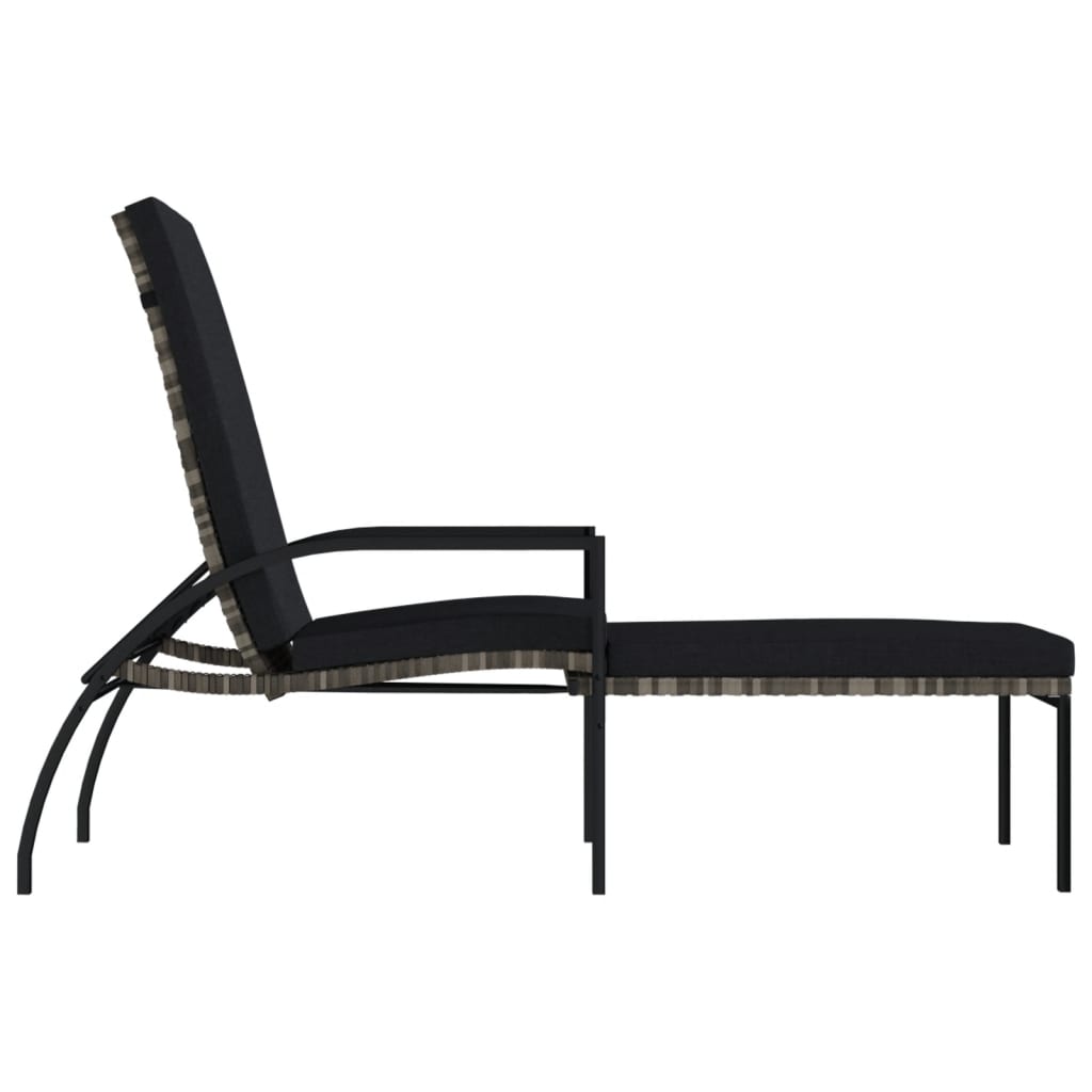Sonnenliegen 2 Stk. mit Fußhocker PE-Rattan Grau - Pazzar.ch