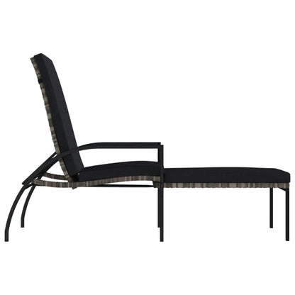 Sonnenliegen 2 Stk. mit Fußhocker PE-Rattan Grau - Pazzar.ch