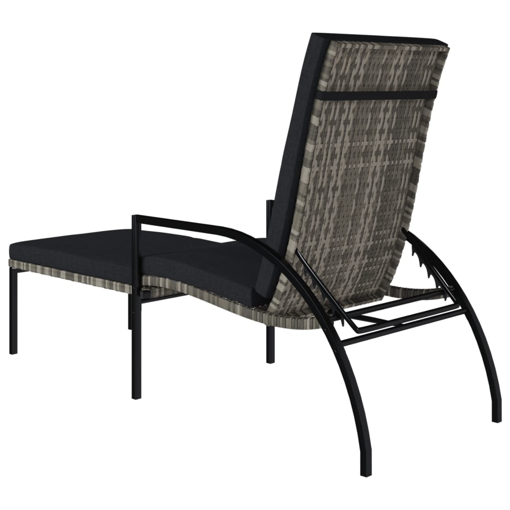 Sonnenliegen 2 Stk. mit Fußhocker PE-Rattan Grau - Pazzar.ch