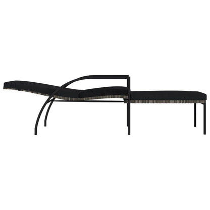 Sonnenliegen 2 Stk. mit Fußhocker PE-Rattan Grau - Pazzar.ch