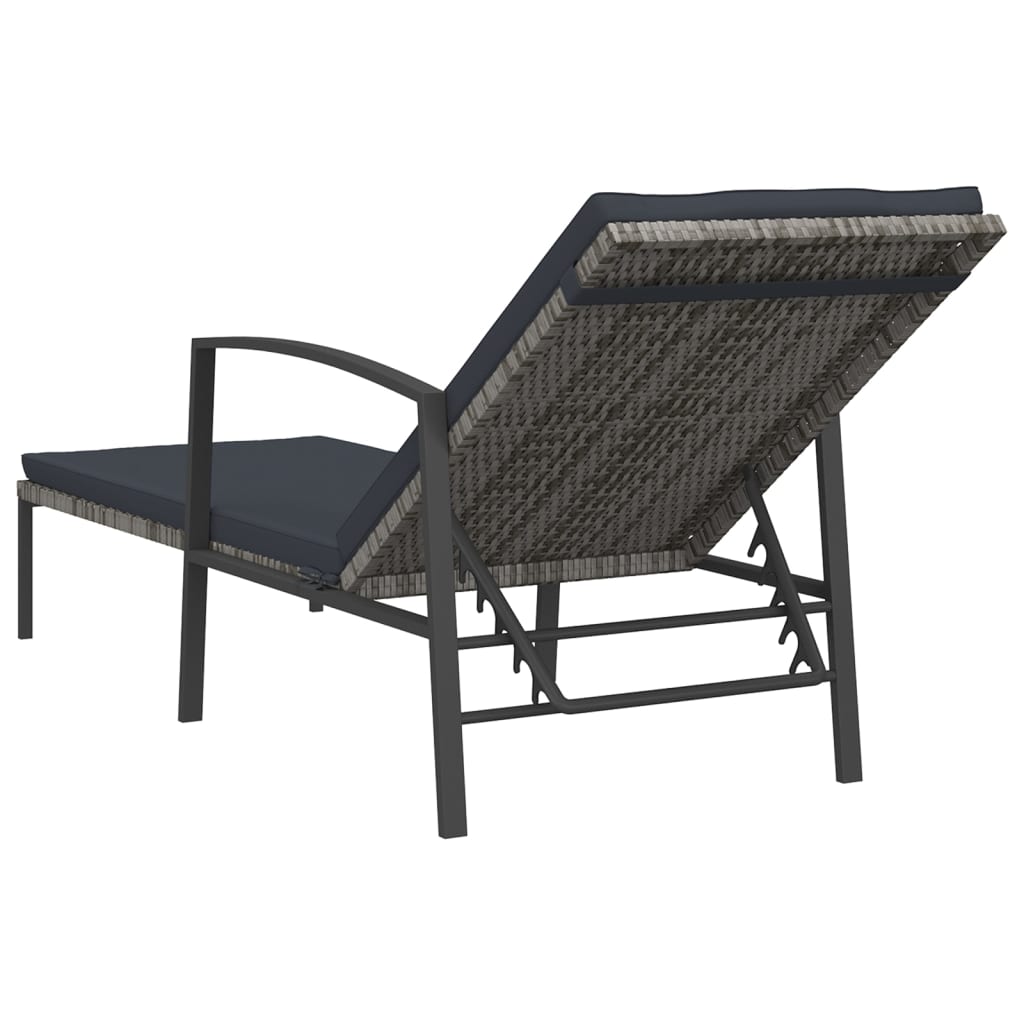 Sonnenliege mit Auflage Poly Rattan Grau - Pazzar.ch