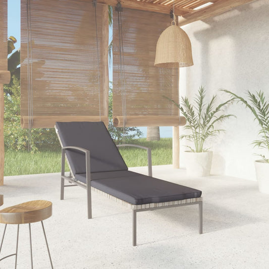 Sonnenliege mit Auflage Poly Rattan Grau - Pazzar.ch