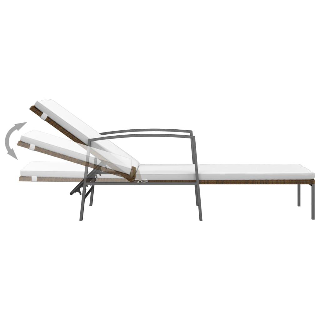 Sonnenliegen 2 Stk. mit Tisch Poly Rattan Braun - Pazzar.ch