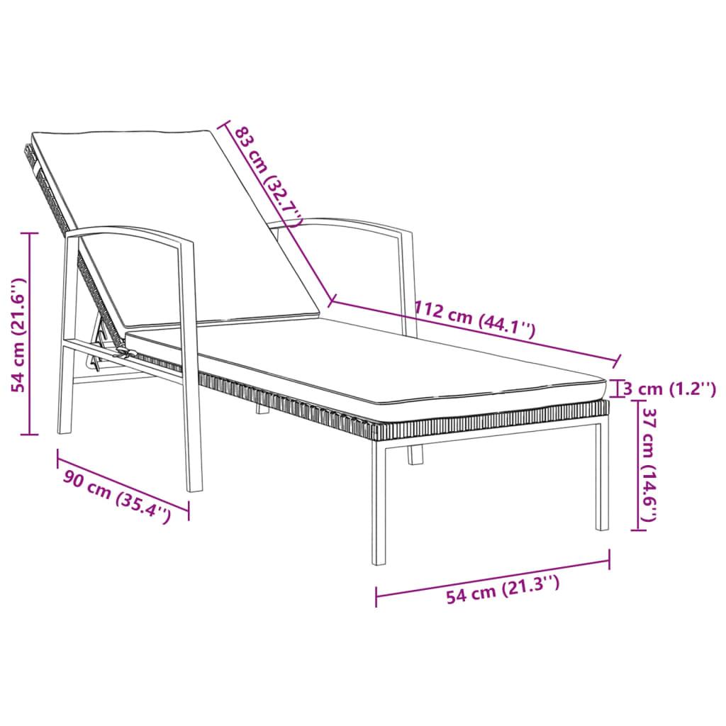 Sonnenliegen 2 Stk. mit Tisch Poly Rattan Braun - Pazzar.ch