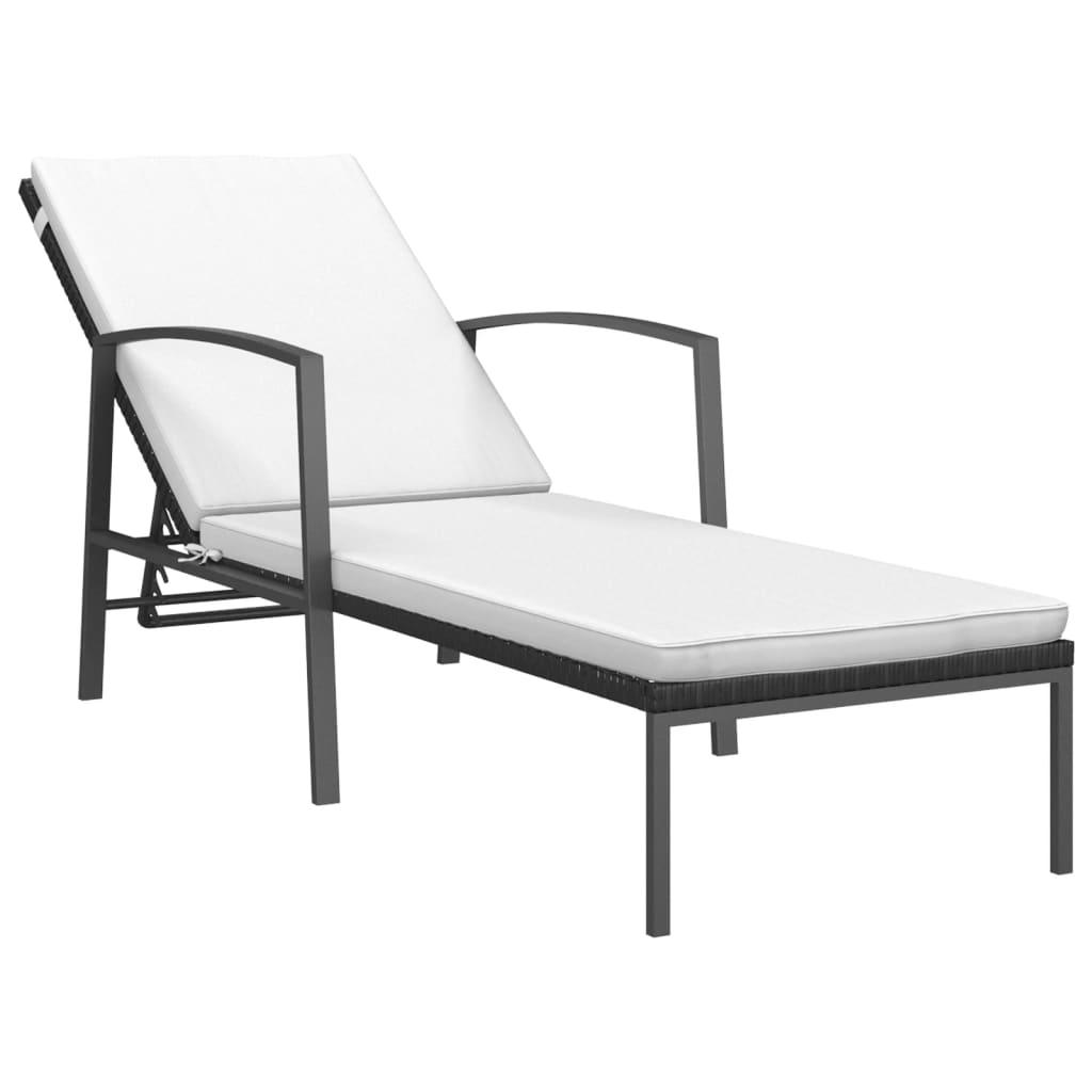Sonnenliegen 2 Stk. mit Tisch Poly Rattan Schwarz - Pazzar.ch