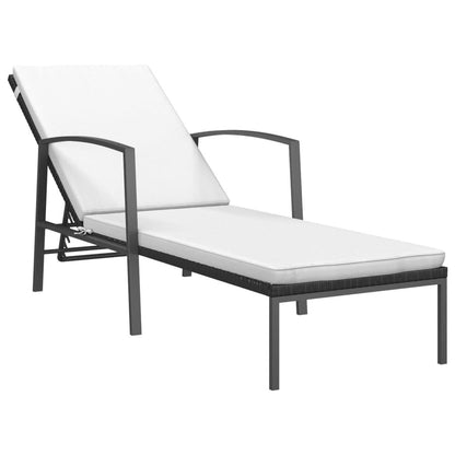 Sonnenliegen 2 Stk. mit Tisch Poly Rattan Schwarz - Pazzar.ch