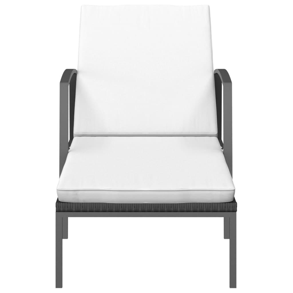 Sonnenliegen 2 Stk. mit Tisch Poly Rattan Schwarz - Pazzar.ch