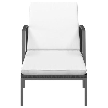 Sonnenliegen 2 Stk. mit Tisch Poly Rattan Schwarz - Pazzar.ch