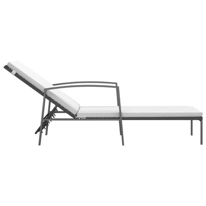 Sonnenliegen 2 Stk. mit Tisch Poly Rattan Schwarz - Pazzar.ch