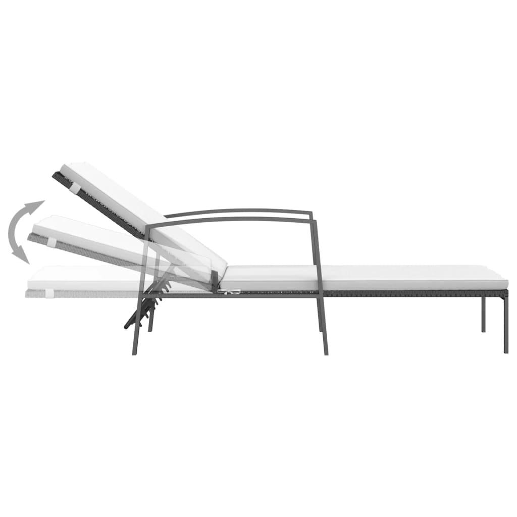 Sonnenliegen 2 Stk. mit Tisch Poly Rattan Schwarz - Pazzar.ch