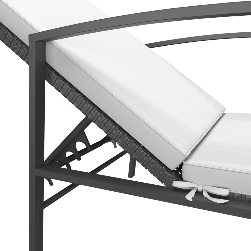 Sonnenliegen 2 Stk. mit Tisch Poly Rattan Schwarz - Pazzar.ch