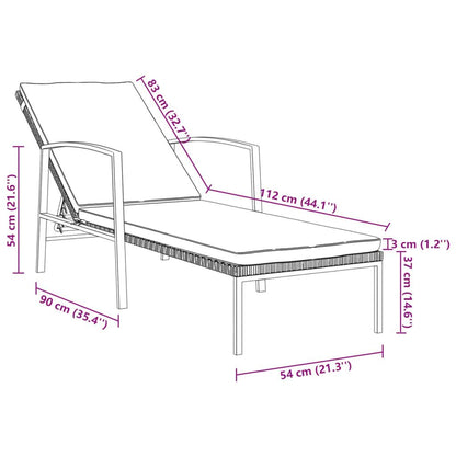 Sonnenliegen 2 Stk. mit Tisch Poly Rattan Schwarz - Pazzar.ch