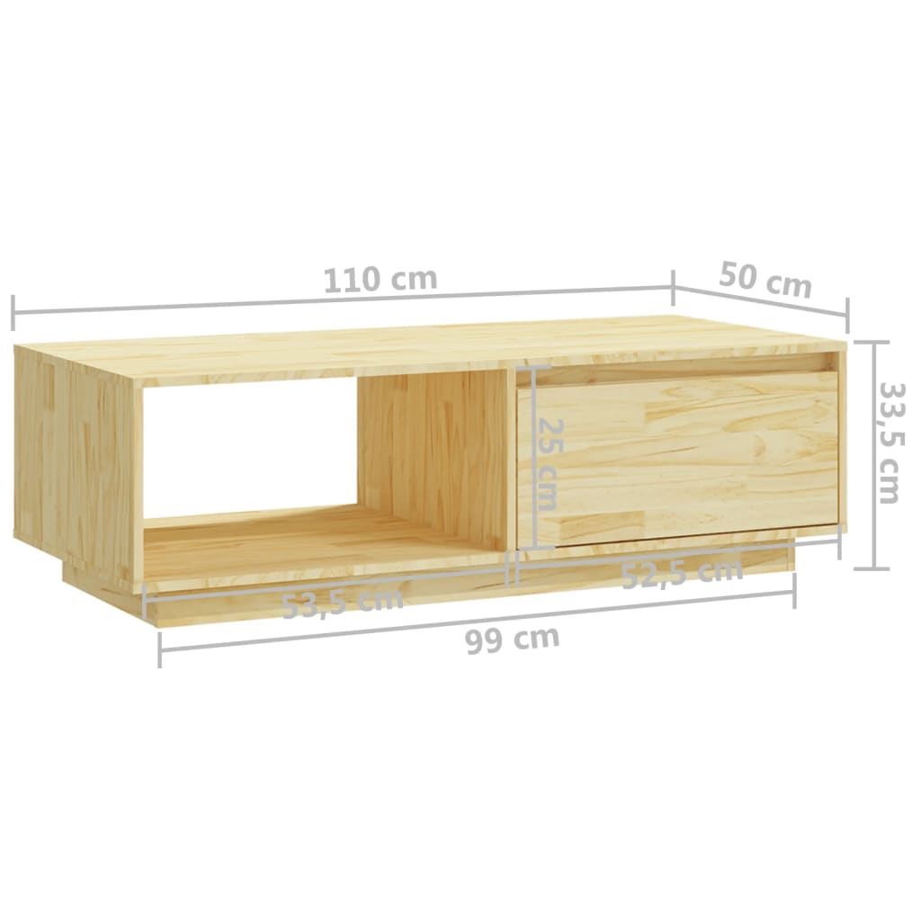 Couchtisch 110x50x33,5 cm Massivholz Kiefer - Pazzar.ch