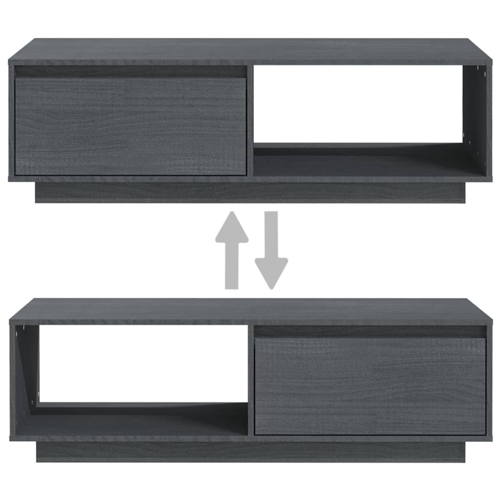 Couchtisch Grau 110x50x33,5 cm Massivholz Kiefer - Pazzar.ch