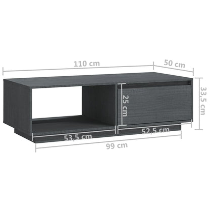 Couchtisch Grau 110x50x33,5 cm Massivholz Kiefer - Pazzar.ch